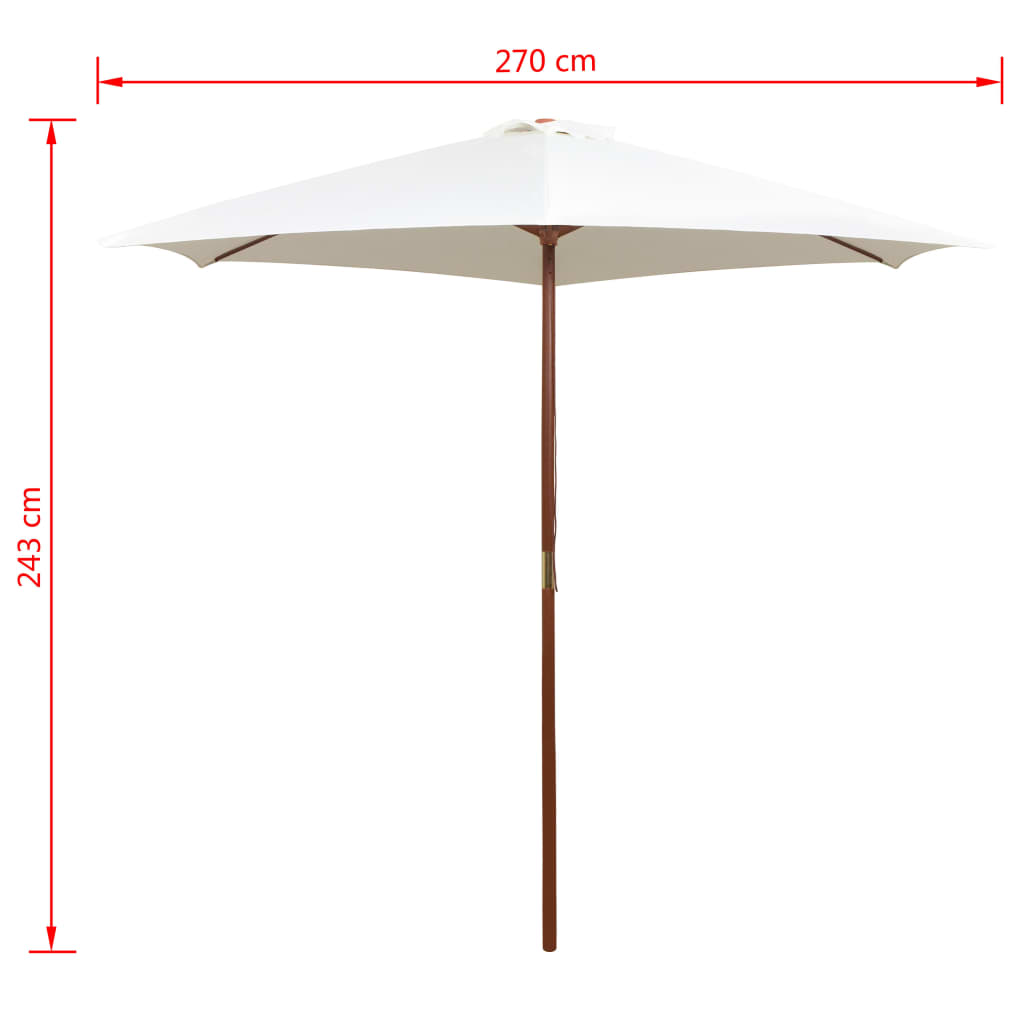 Sonnenschirm 270×270 cm Holzstange Cremeweiß