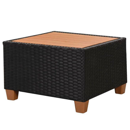 4-tlg. Garten-Lounge-Set mit Auflagen Poly Rattan Schwarz