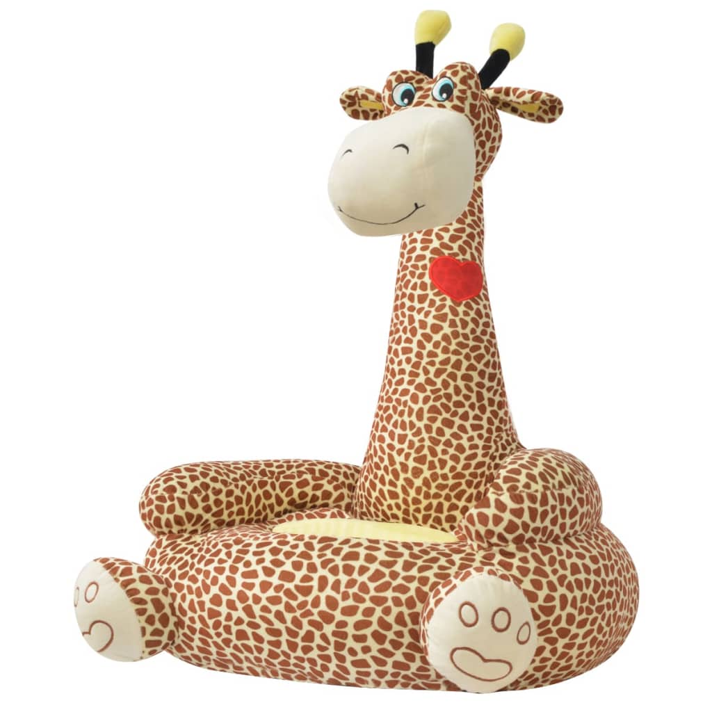 Plüsch-Kindersessel Giraffe Braun