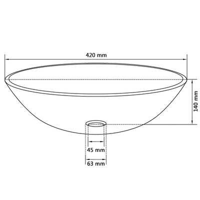 Waschbecken gehärtetes Glas 42 cm transparent