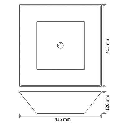 Waschbecken Quadratisch Keramik Weiß 41,5 x 41,5 x 12 cm