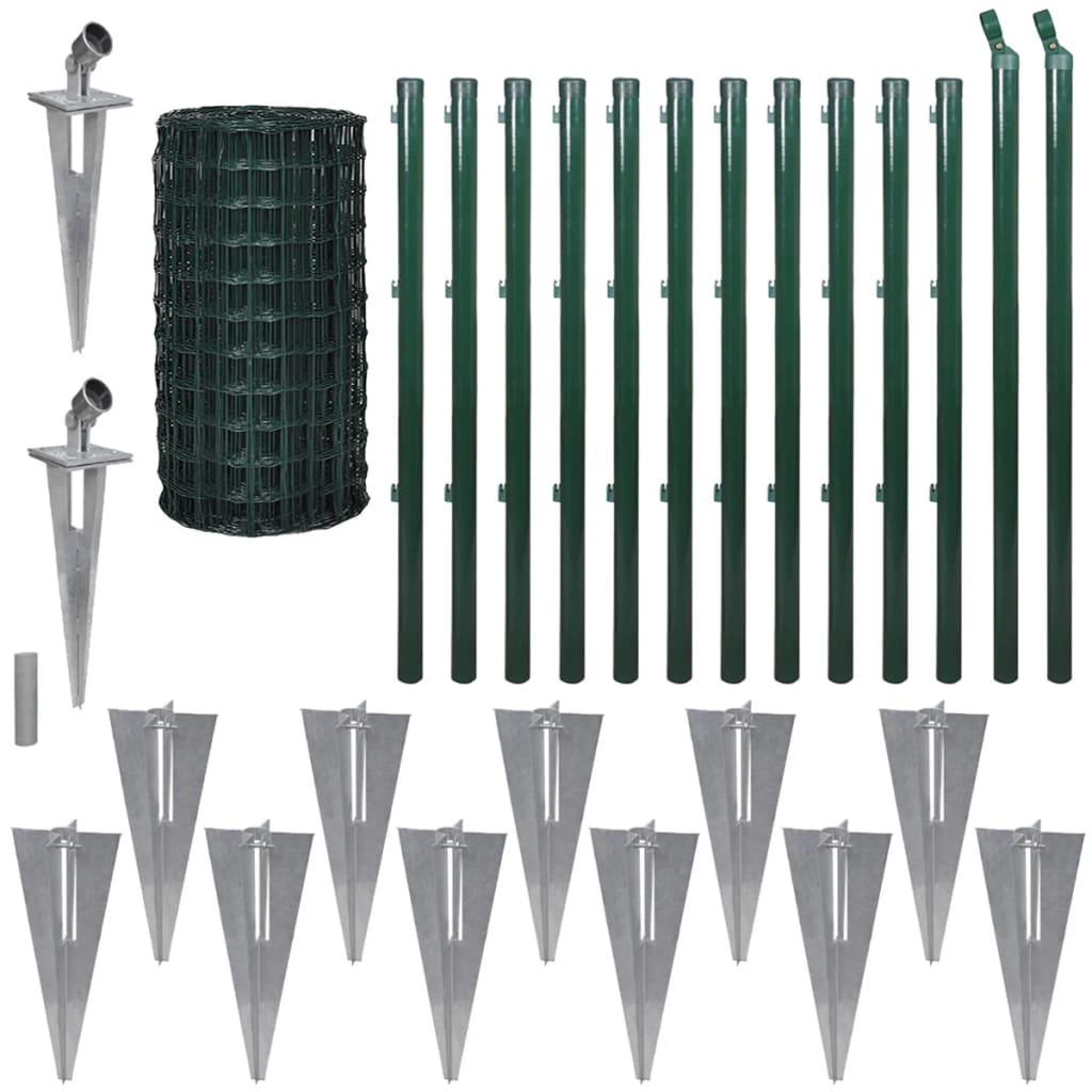 Eurozaun Stahl 25 x 0,8 m Grün