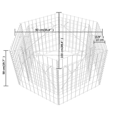 Sechseckiges Gabionen-Hochbeet 100×90×50 cm