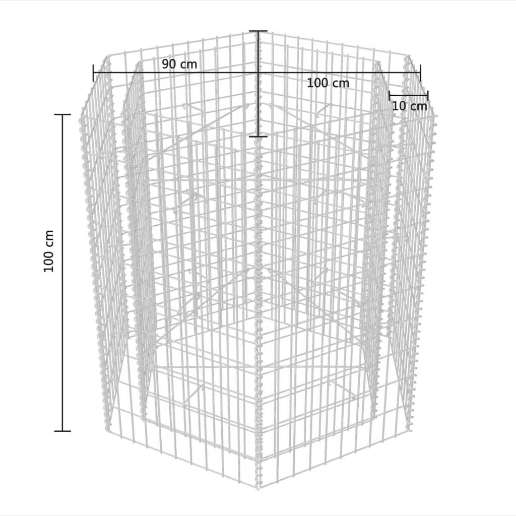 Sechseckiges Gabionen-Hochbeet 100×90×100 cm