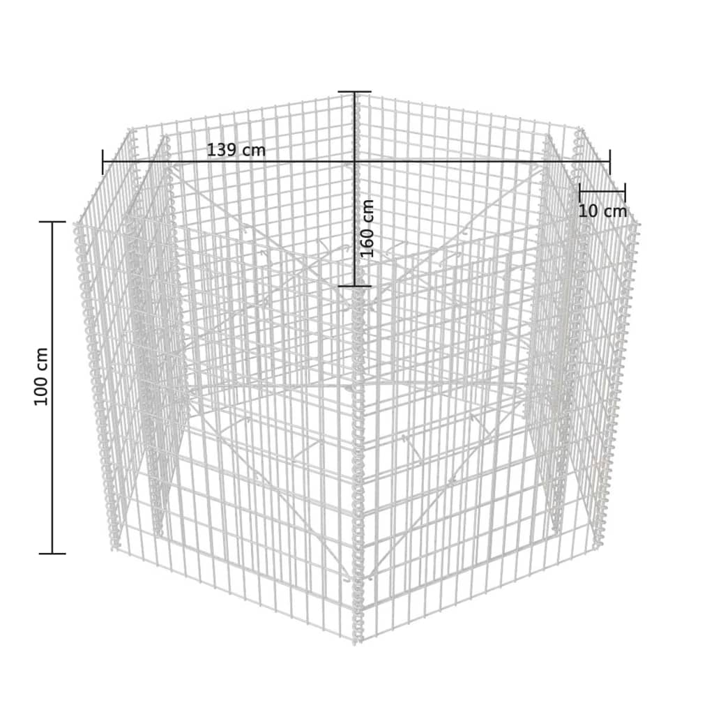 Sechseckiges Gabionen-Hochbeet 160×140×100 cm