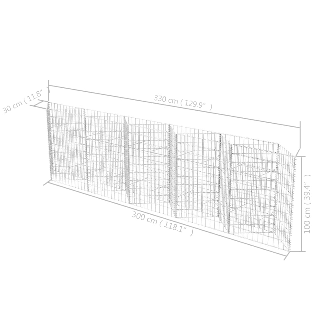 Gabionenkorb Pflanzkasten Gemüse-Hochbeet Stahl 300×30×100 cm