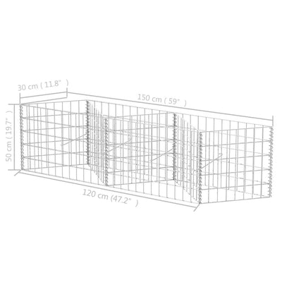 Gabionenkorb Pflanzkasten Gemüse-Hochbeet Stahl 120×30×50 cm