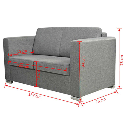 2-Sitzer Sofa Stoff Hellgrau