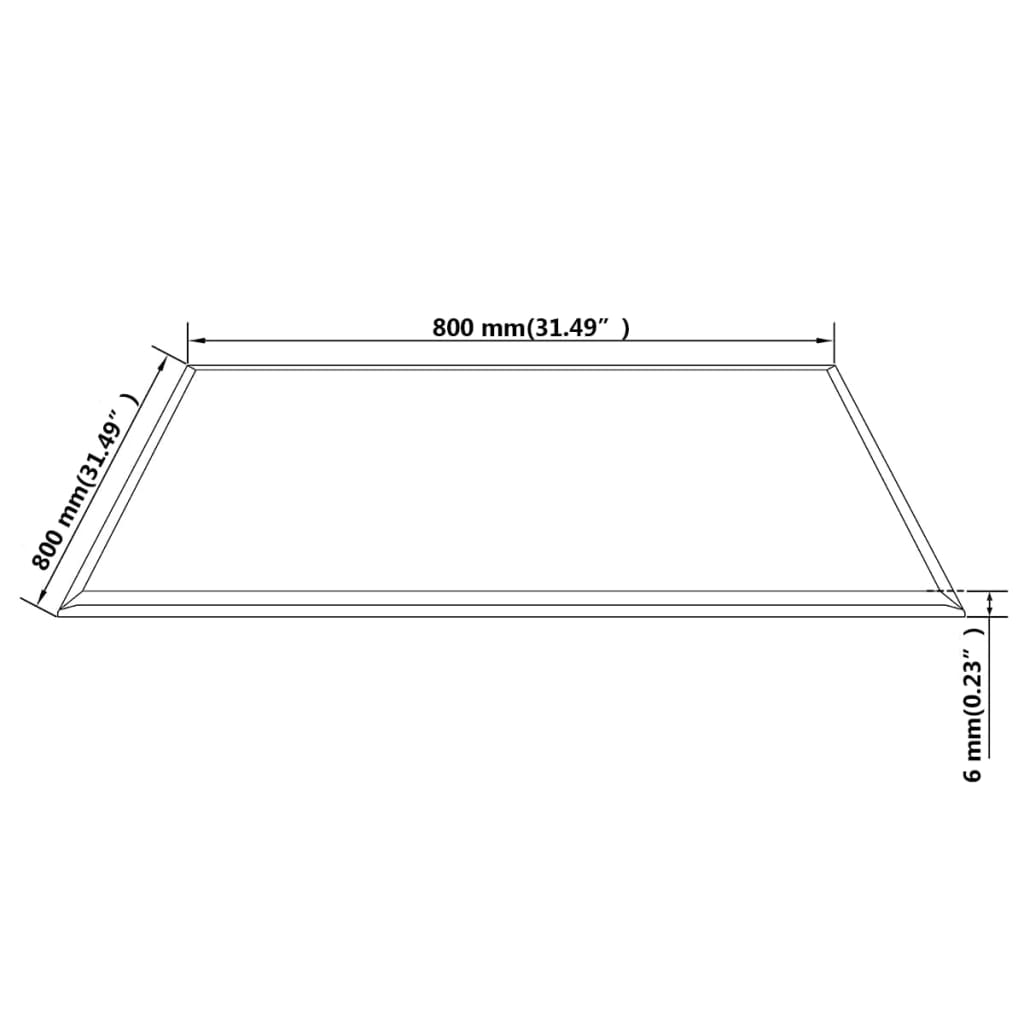 Tischplatte aus gehärtetem Glas quadratisch 800x800 mm