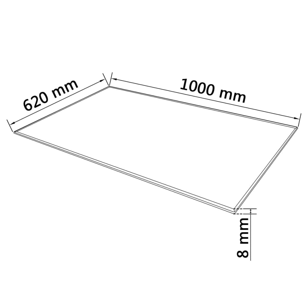 Tischplatte aus gehärtetem Glas rechteckig 1000x620 mm