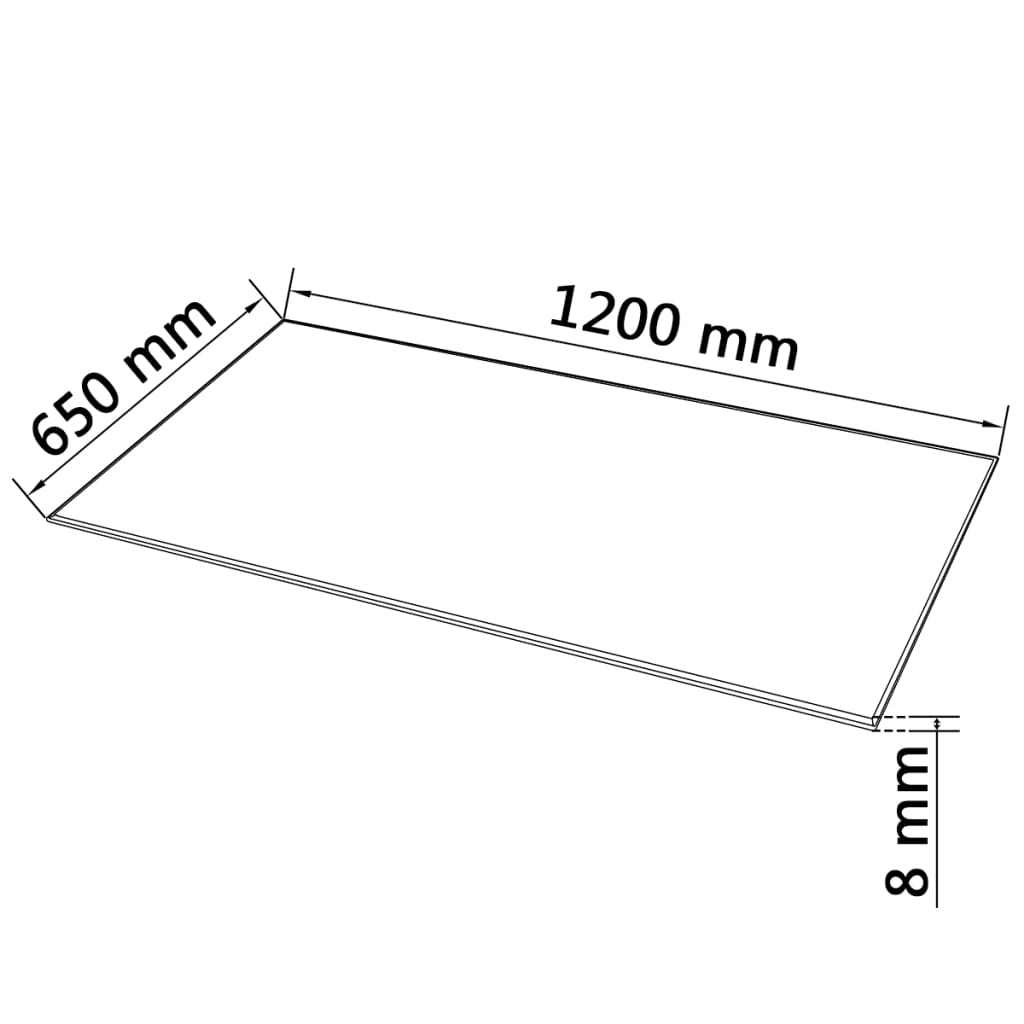 Tischplatte aus gehärtetem Glas rechteckig 1200x650 mm