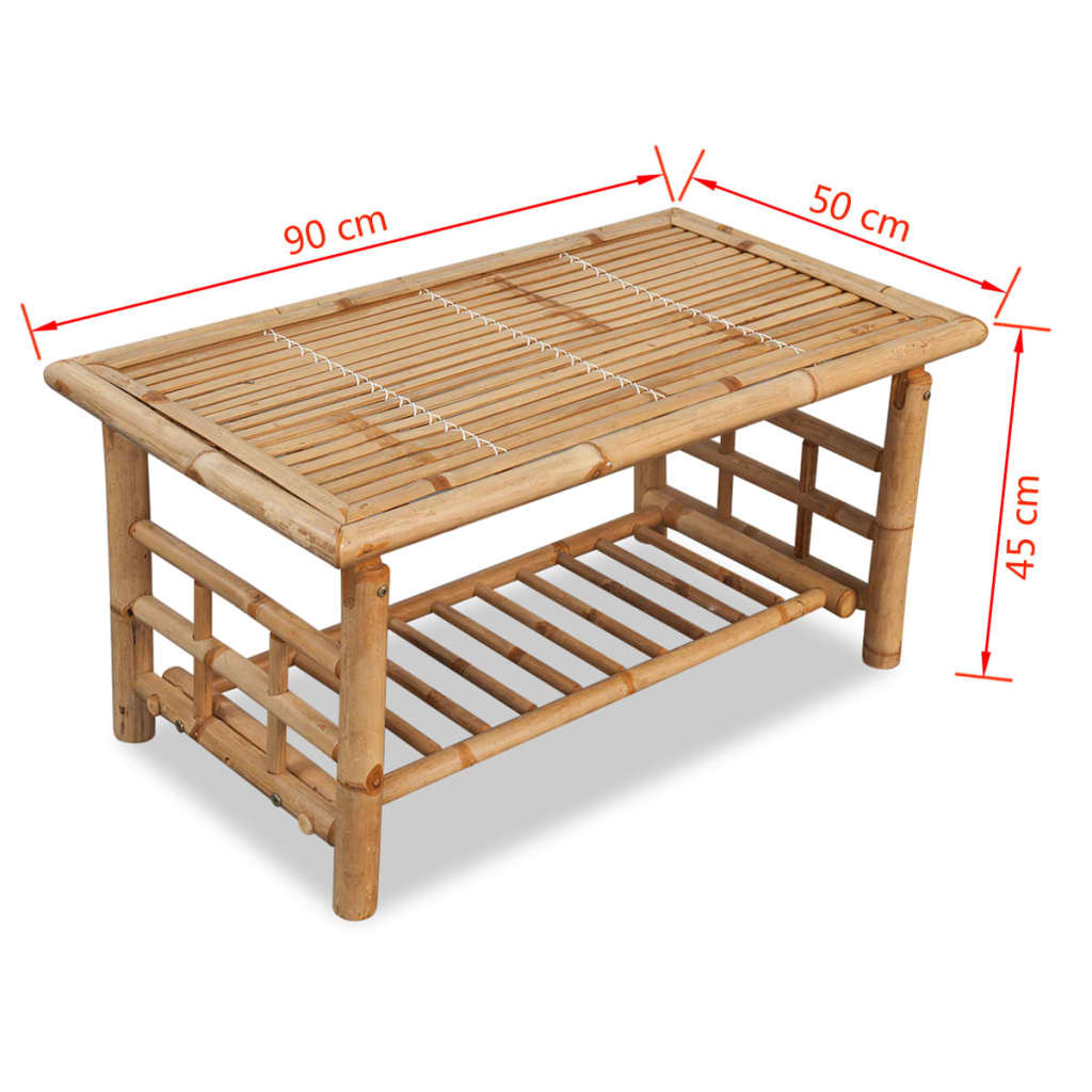 Couchtisch Bambus 90x50x45 cm