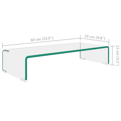 TV-Tisch/Bildschirmerhöhung Glas Transparent 60x25x11 cm