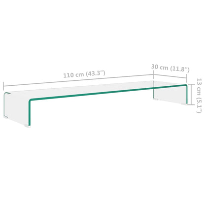 TV-Tisch/Bildschirmerhöhung Glas Transparent 110x30x13 cm