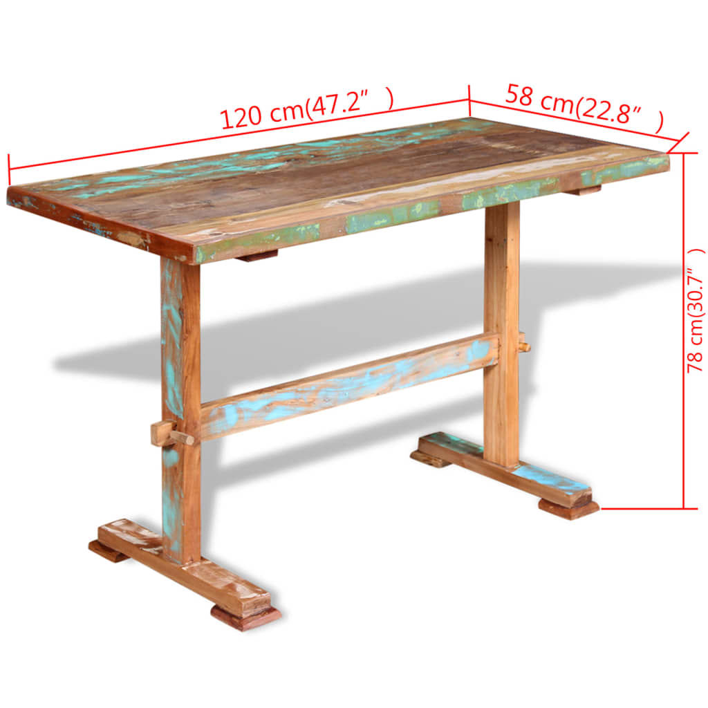 Esstisch mit Holzgestell Massives Altholz 120x58x78 cm