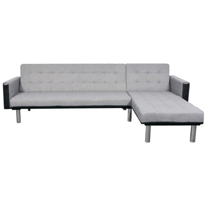 Schlafsofa L-Form Stoff Schwarz und Grau