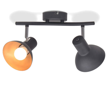 Deckenlampe für 2 Glühbirnen E27 Schwarz und Gold