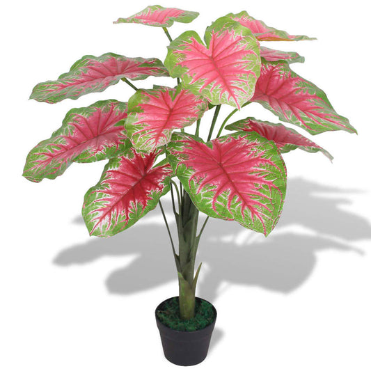 Künstliche Caladium Pflanze mit Topf 85 cm Rot und Grün