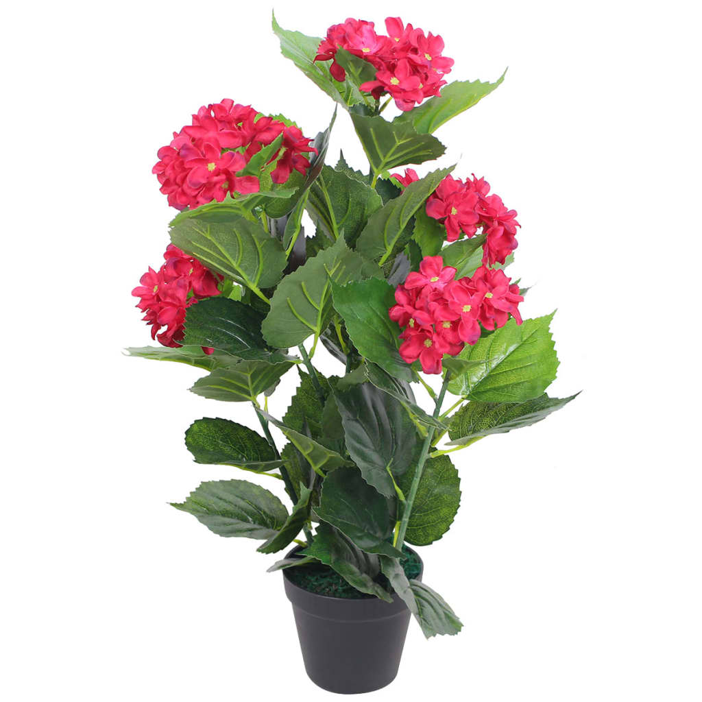 Künstliche Hortensie mit Topf 60 cm Rot