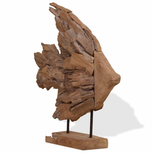 Fisch-Skulptur Teak 40x12x57 cm