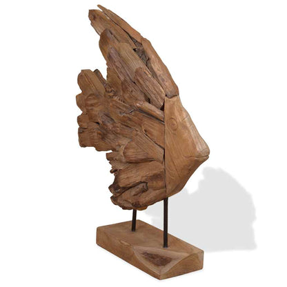 Fisch-Skulptur Teak 40x12x57 cm