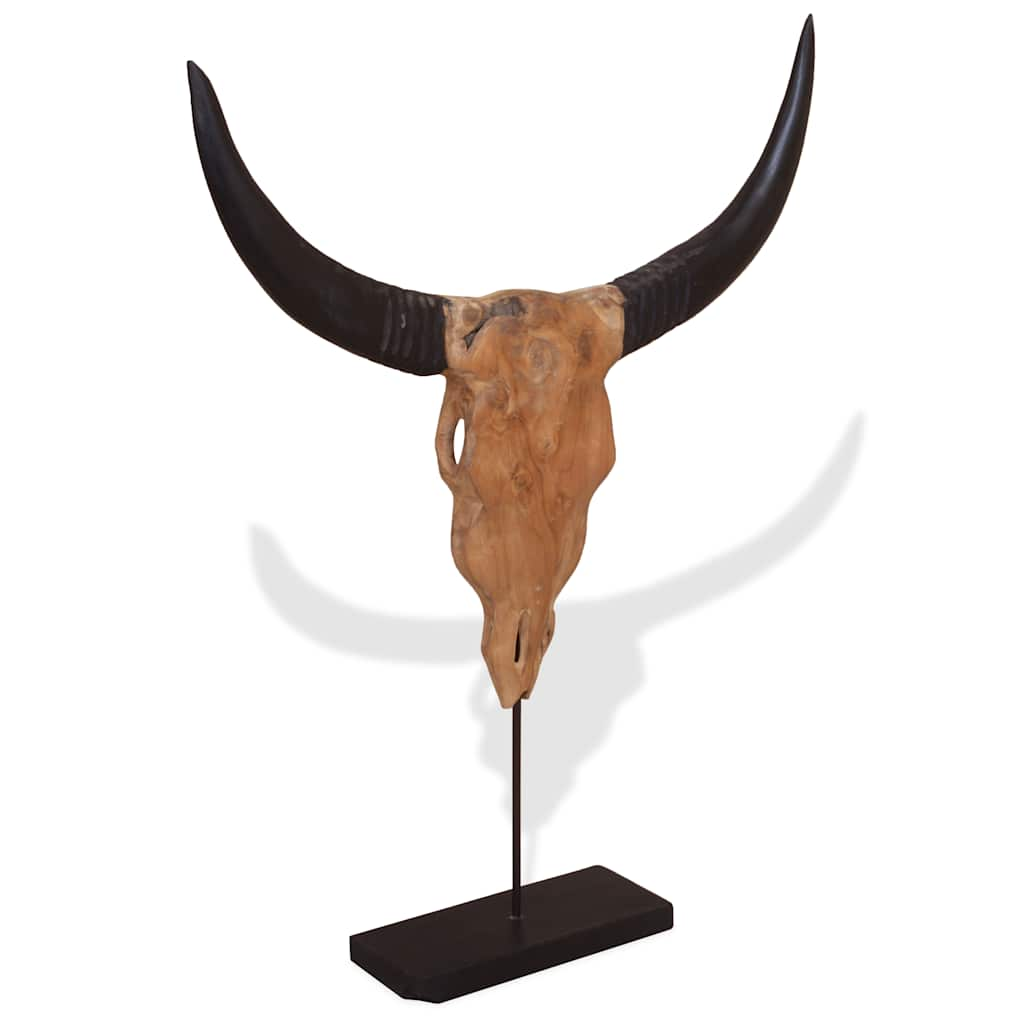 Stierkopf-Skulptur Teak 66x15x88 cm