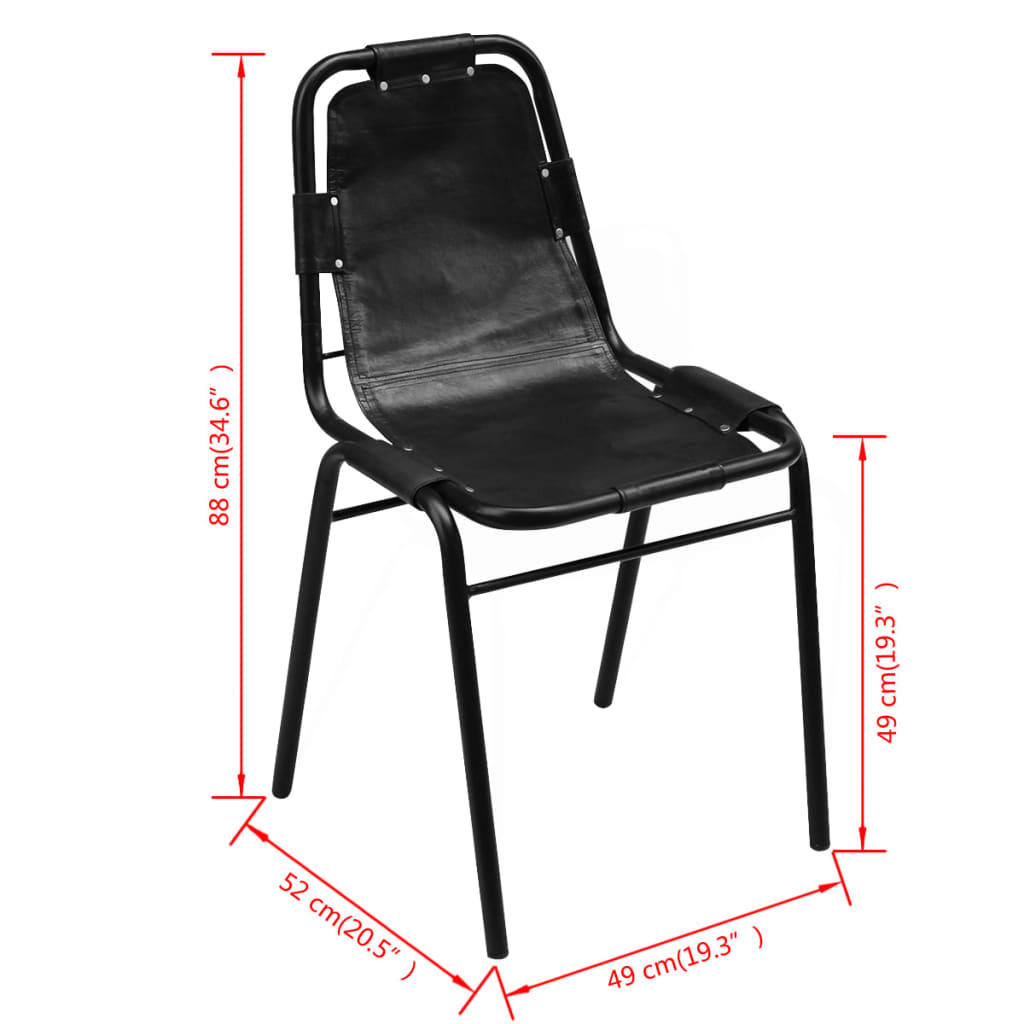 Esszimmerstühle 6 Stk. Schwarz Echtleder