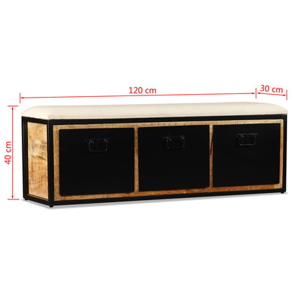 Aufbewahrungsbank 3 Schubladen Mangoholz Massiv 120x30x40 cm