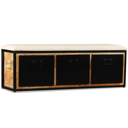 Aufbewahrungsbank 3 Schubladen Mangoholz Massiv 120x30x40 cm