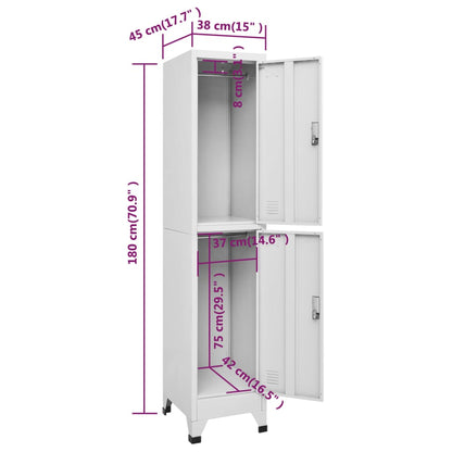 Schließfachschrank mit 2 Fächern 38x45x180 cm