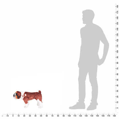 Plüschtier Hund Bulldogge Stehend Plüsch Weiß und Braun XXL