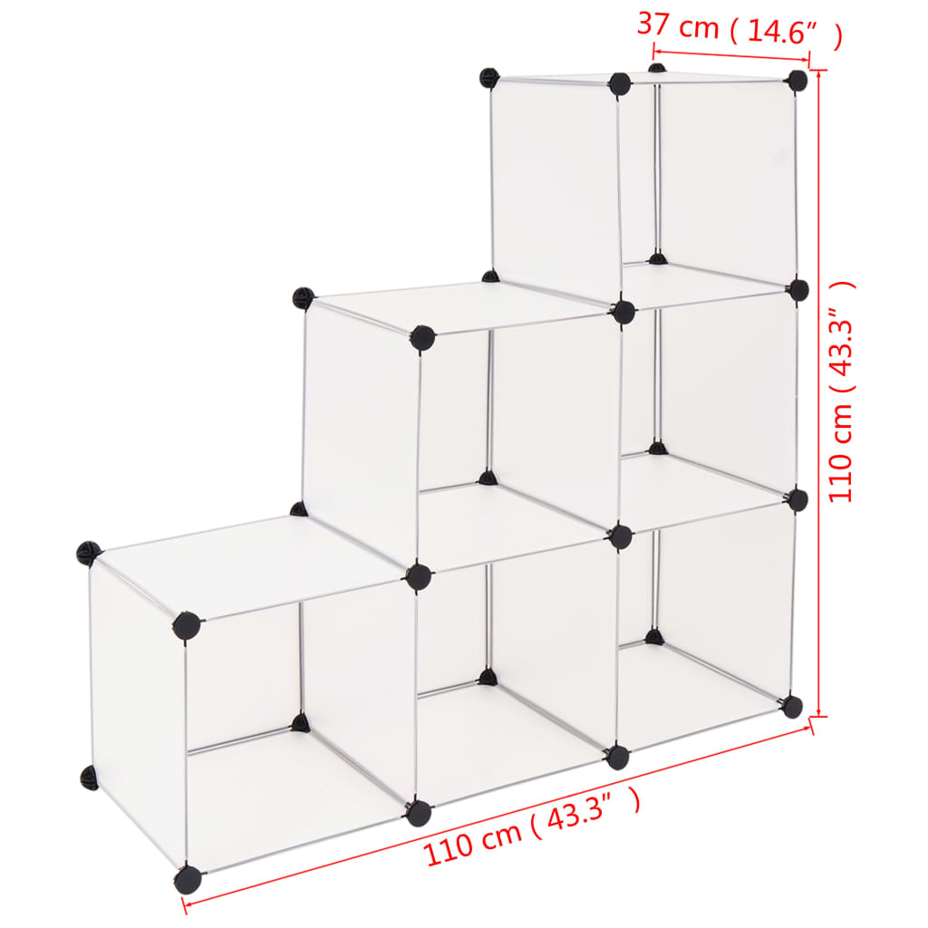 Regalsystem Würfel-Regal mit 6 Fächern Weiß