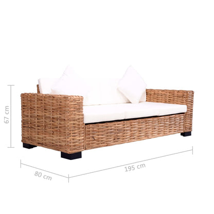 Sofa-Set 15-tlg. Natur Rattan