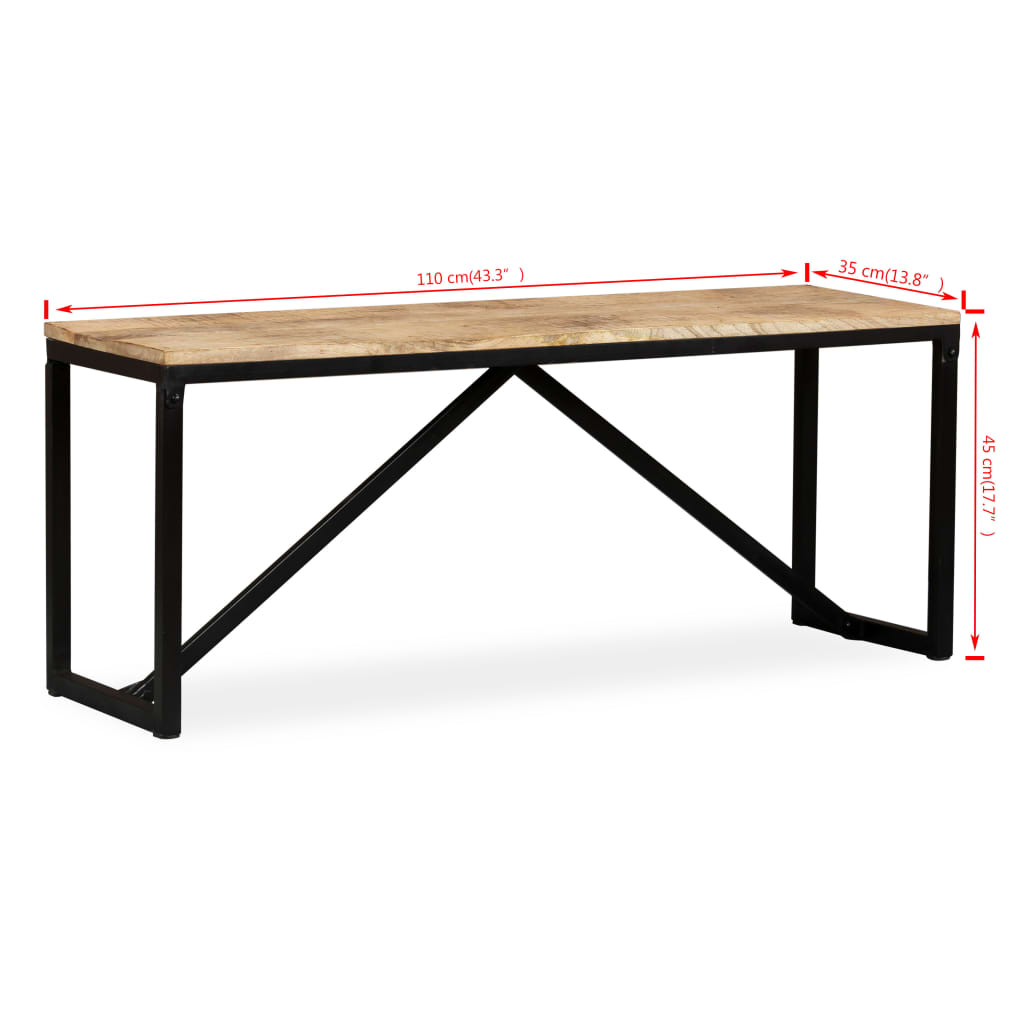 Sitzbank Massiv-Mangoholz 110 x 35 x 45 cm