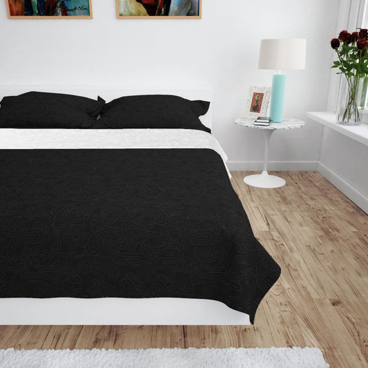 Zweiseitige Tagesdecke Gesteppt 230 x 260 cm Schwarz und Weiß