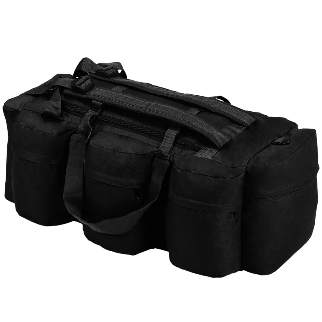 3-in-1 Seesack Armee-Stil 90 L Schwarz