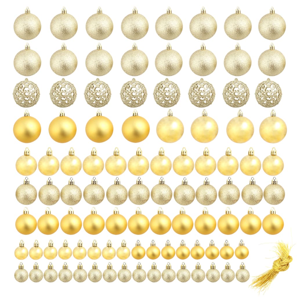 Set di palline di Natale da 100 pezzi, 3/4/6 cm, dorate