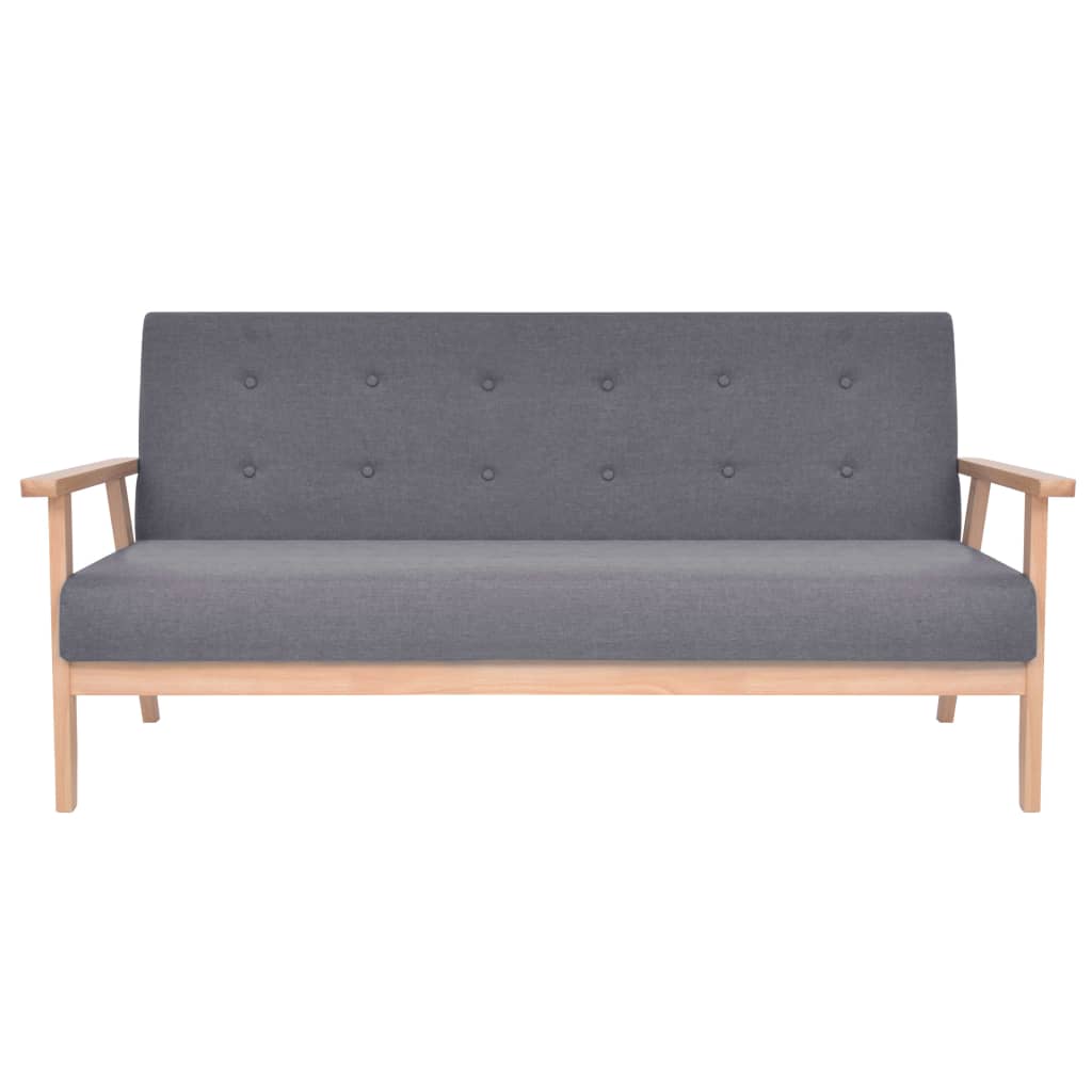 Sofa-Set 2-tlg. Stoff Dunkelgrau