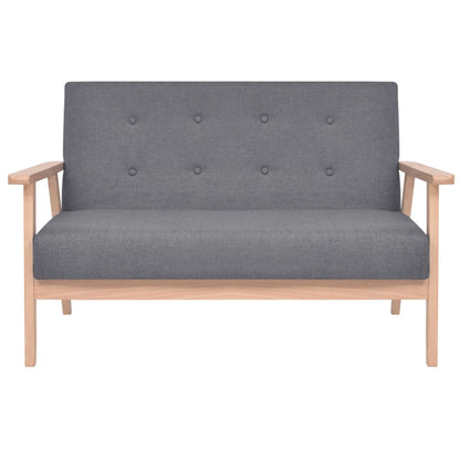 Sofa-Set 2-tlg. Stoff Dunkelgrau