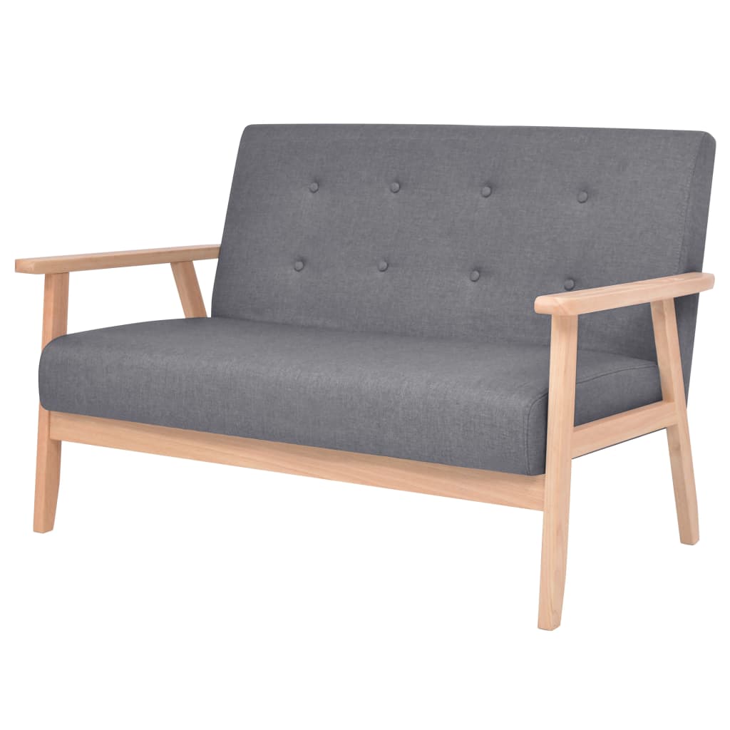 Sofa-Set 3-tlg. Stoff Dunkelgrau