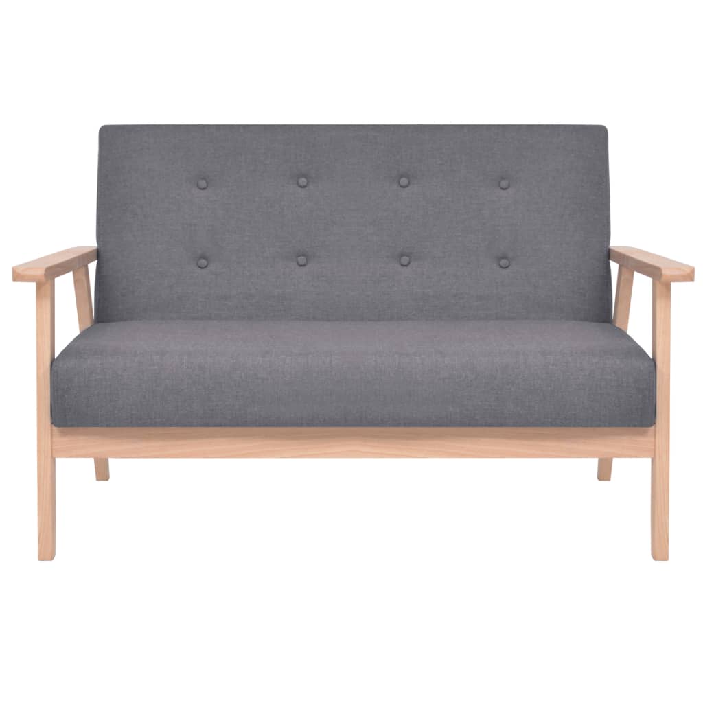 Sofa-Set 3-tlg. Stoff Dunkelgrau