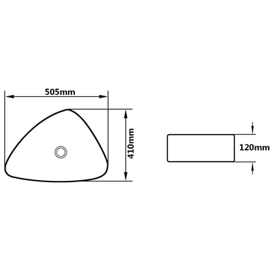 Waschbecken Keramik Dreieckig Schwarz 50,5x41x12 cm