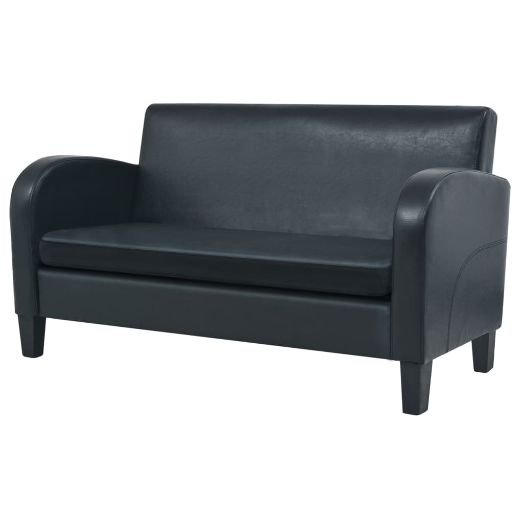 2-Sitzer-Sofa Kunstleder Schwarz