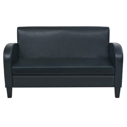 2-Sitzer-Sofa Kunstleder Schwarz