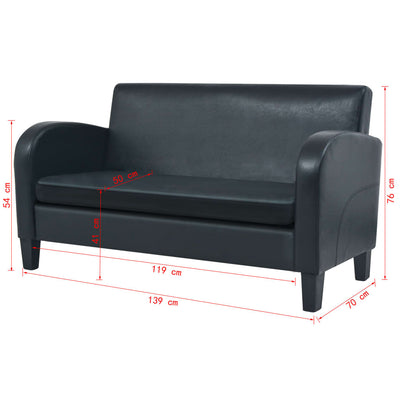 2-Sitzer-Sofa Kunstleder Schwarz