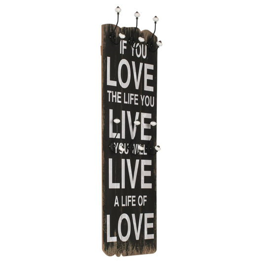 Wandgarderobe mit 6 Haken 120 x 40 cm "LOVE LIVE"