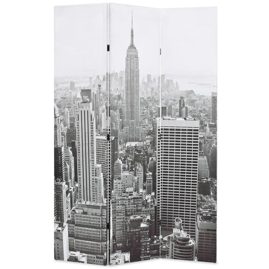 Raumteiler klappbar 120 x 170 cm New York bei Tag Schwarz-Weiß