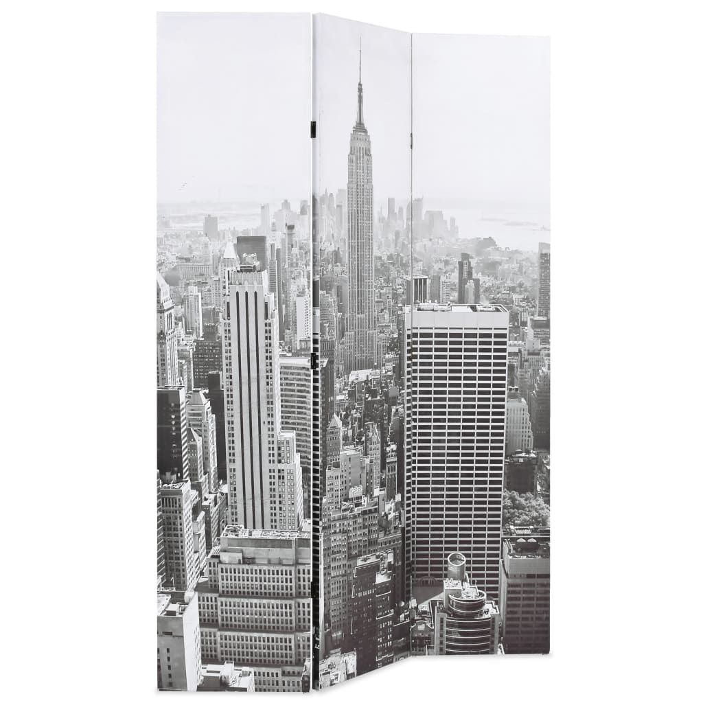 Raumteiler klappbar 120 x 170 cm New York bei Tag Schwarz-Weiß