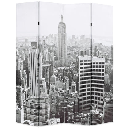 Raumteiler klappbar 160 x 170 cm New York bei Tag Schwarz-Weiß