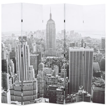 Raumteiler klappbar 200 x 170 cm New York bei Tag Schwarz-Weiß